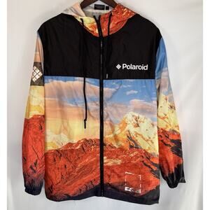 Polaroid Unisex M Hooded Windbreaker Jacket Zip Lightweight Retro Colorful READ